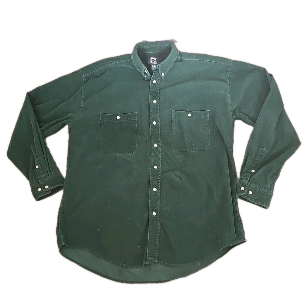 Field Gear XLT Men's Corduroy Button‎ Down Shirt Green Long Sleeve Big&Tall Vtg
